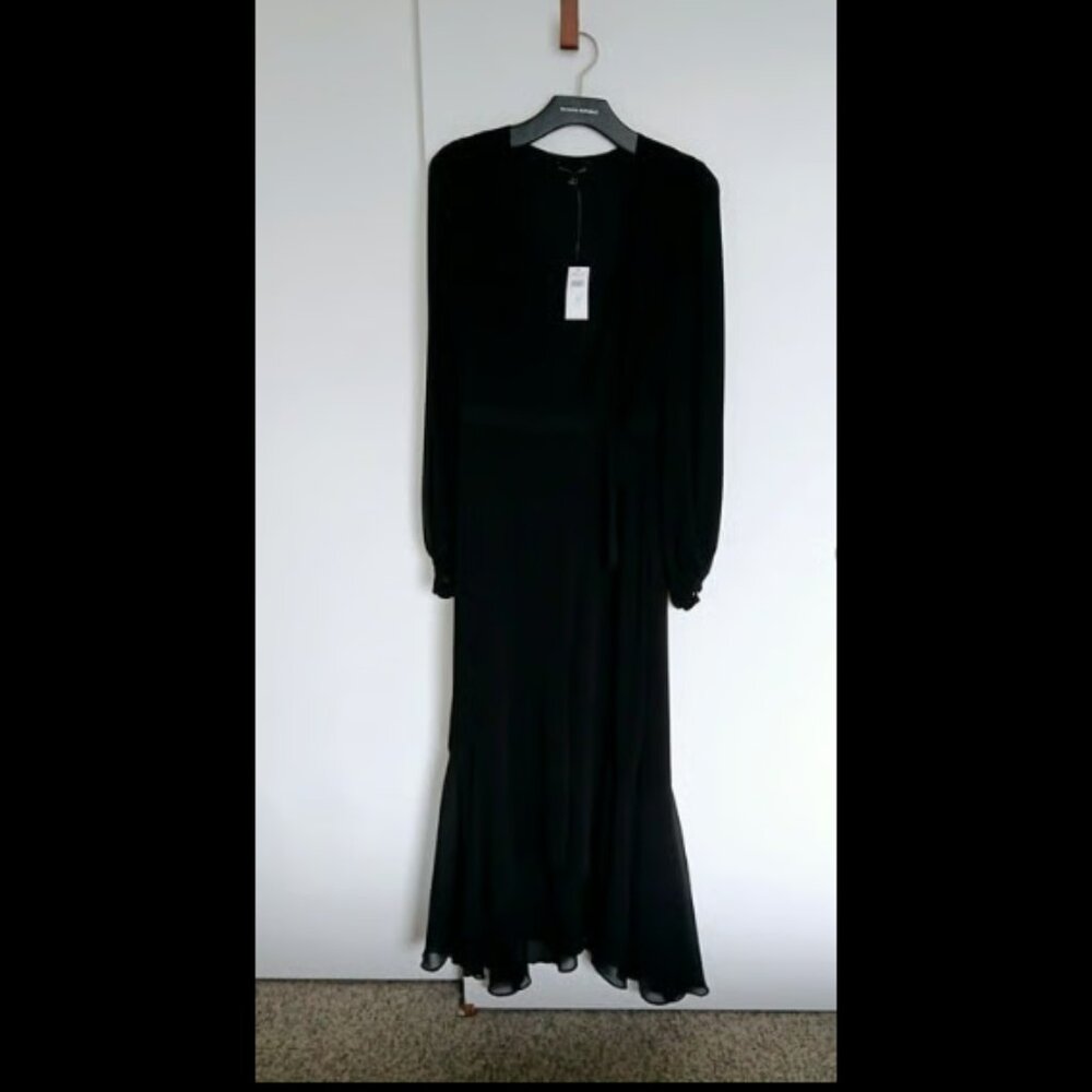 NWT Banana Republic, Black Wrap Maxi Dress, Size 4
